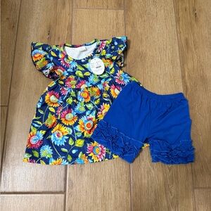 Floral Dress and Blue Shorts Set